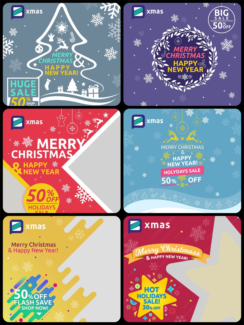 图片[2]-国外复古圣诞节冬季雪花时尚促销海报广告Banner设计素材PSD模板-设计猿