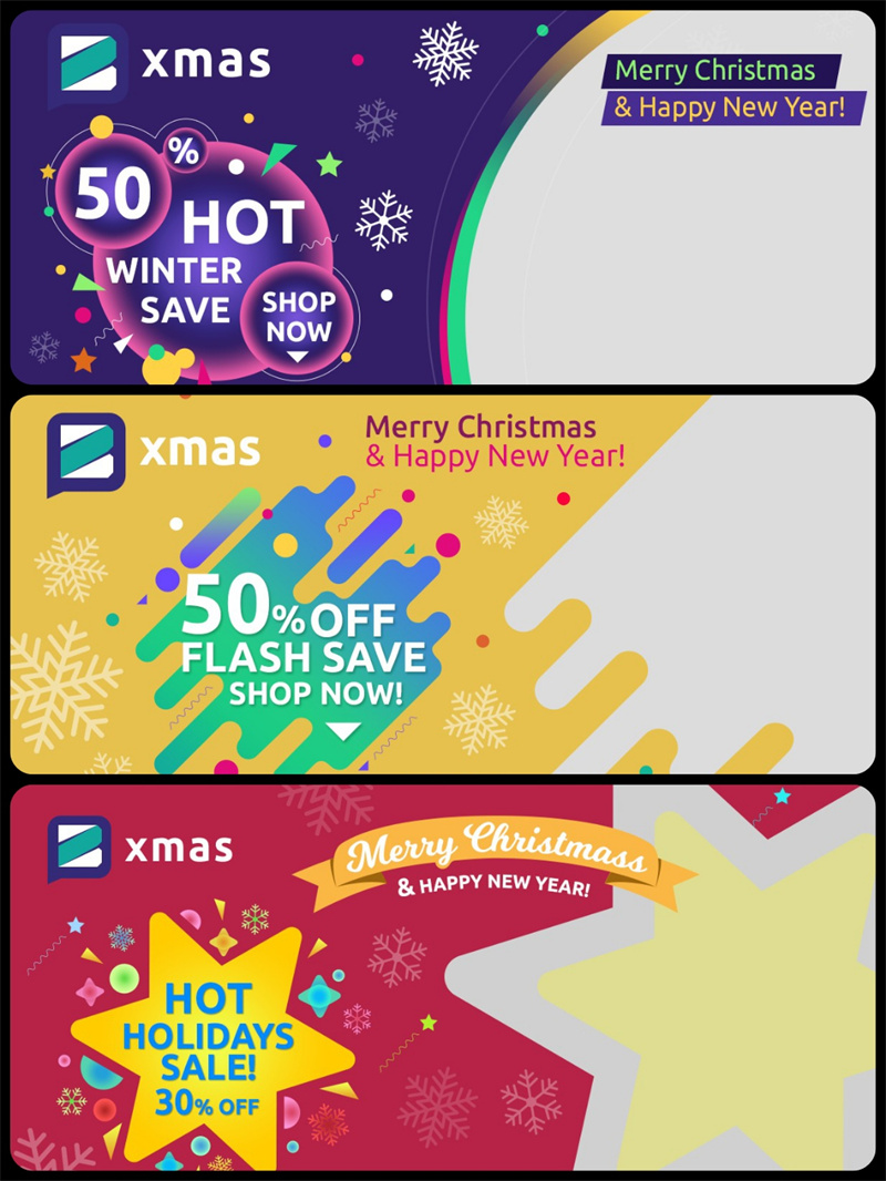 图片[3]-国外复古圣诞节冬季雪花时尚促销海报广告Banner设计素材PSD模板-设计猿