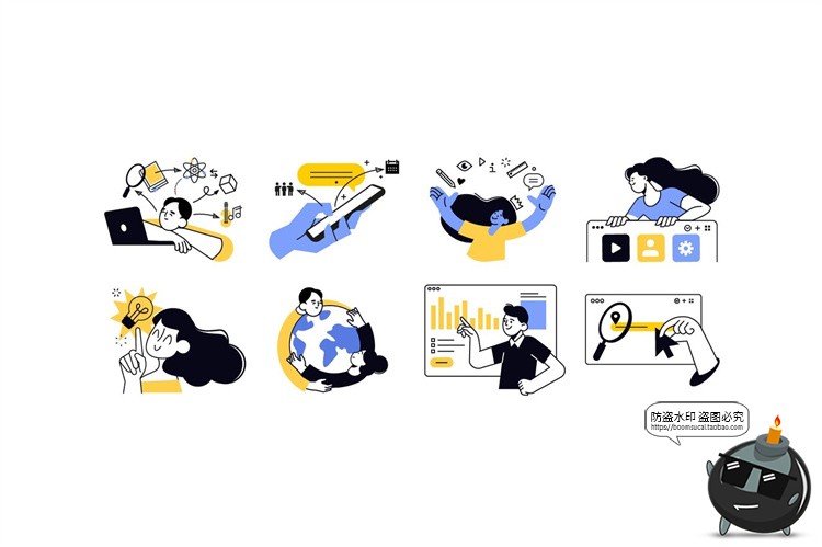 图片[5]-教育学习读书思考课程场景APP UI插图插画配图AI矢量PNG免抠素材-设计猿