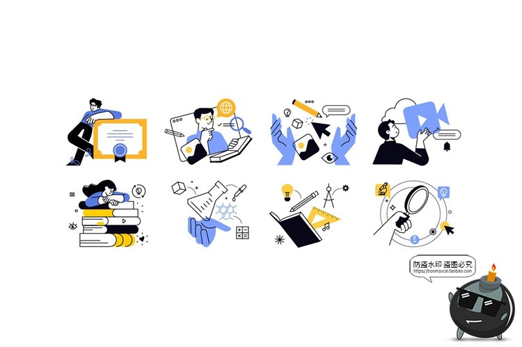 图片[6]-教育学习读书思考课程场景APP UI插图插画配图AI矢量PNG免抠素材-设计猿