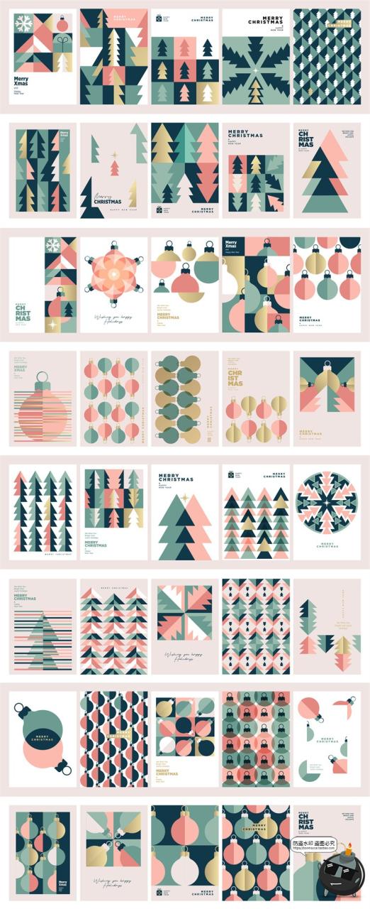 图片[2]-极简时尚抽象几何图形圣诞节新年简约创意海报贺卡封面AI矢量素材-设计猿