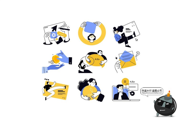 图片[3]-团队合作商业插画配图图片业务介绍人物扁平简体画AI矢量PNG素材-设计猿