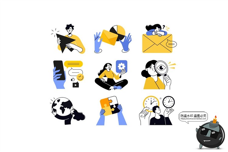 图片[4]-团队合作商业插画配图图片业务介绍人物扁平简体画AI矢量PNG素材-设计猿