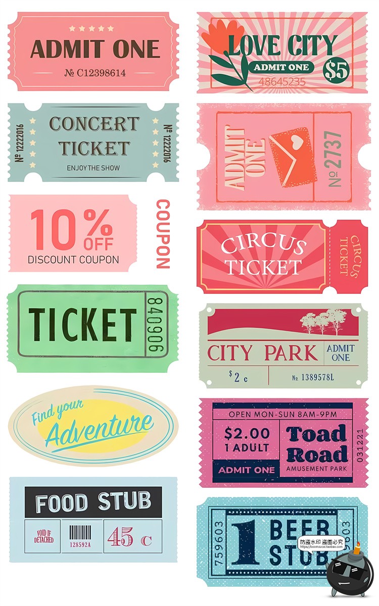 图片[1]-复古美式便签标签小票票据手帐拼贴元素装饰PNG免抠图饭圈素材图-设计猿