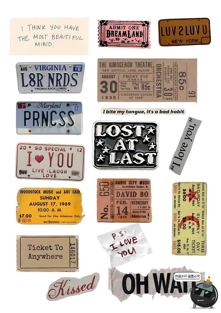 图片[2]-欧美复古标签便签纸片电子手帐拼贴装饰元素PNG免抠图片饭圈素材-设计猿