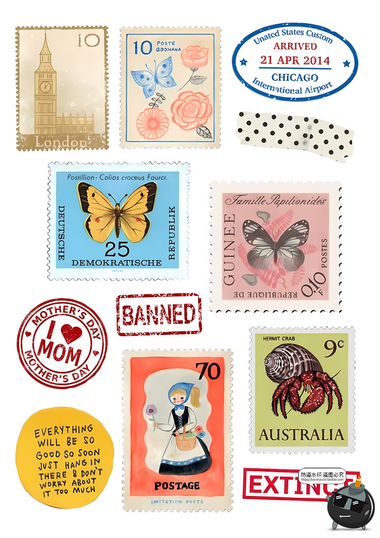 图片[3]-欧美复古标签便签纸片电子手帐拼贴装饰元素PNG免抠图片饭圈素材-设计猿