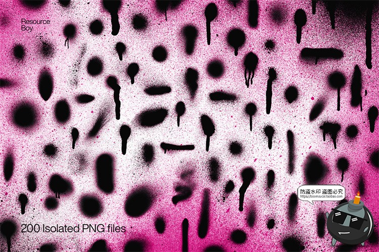 图片[2]-复古街头艺术喷漆喷涂涂鸦墨点飞溅滴落喷雾PNG免扣图片后期素材-设计猿