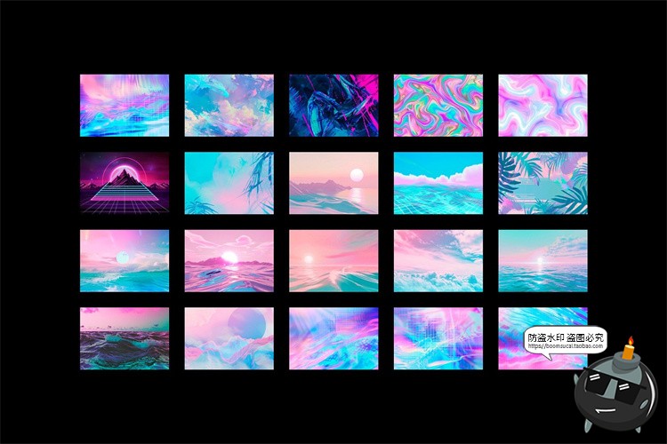 图片[6]-抽象潮流科幻蒸汽波霓虹赛博朋克艺术PNG免抠拼贴图片PSD模板素材-设计猿