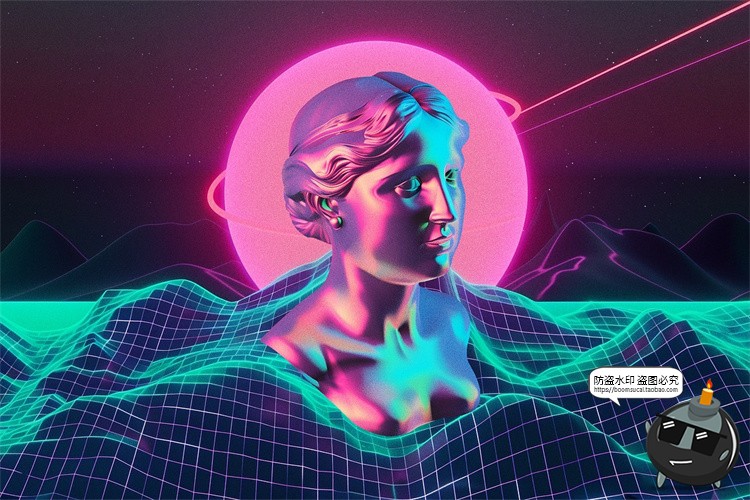 图片[14]-抽象潮流科幻蒸汽波霓虹赛博朋克艺术PNG免抠拼贴图片PSD模板素材-设计猿