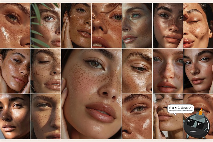 图片[3]-美妆护肤化妆品女性面部雀斑毛孔肌肤特写高清背景JPG图片素材-设计猿