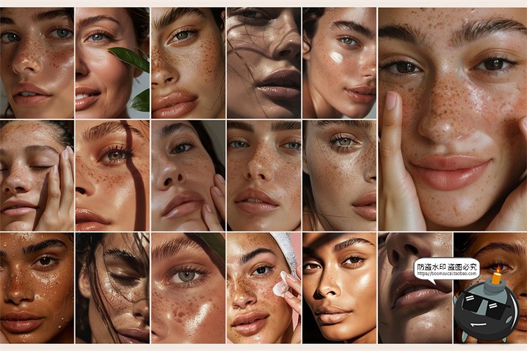 图片[4]-美妆护肤化妆品女性面部雀斑毛孔肌肤特写高清背景JPG图片素材-设计猿