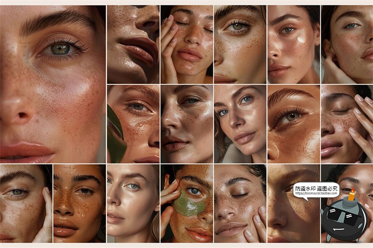 图片[7]-美妆护肤化妆品女性面部雀斑毛孔肌肤特写高清背景JPG图片素材-设计猿