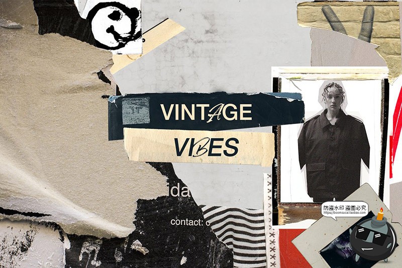 图片[1]-复古情绪相框纸张纹理贴纸拼接拼贴艺术剪贴画PNG免抠图片素材-设计猿