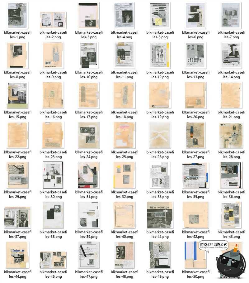 图片[7]-复古做旧破损案例档案资料扫描文件拼贴剪贴画纸张纹理图JPG素材-设计猿