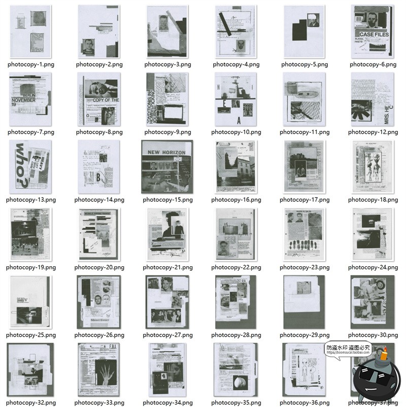 图片[9]-复古做旧破损案例档案资料扫描文件拼贴剪贴画纸张纹理图JPG素材-设计猿