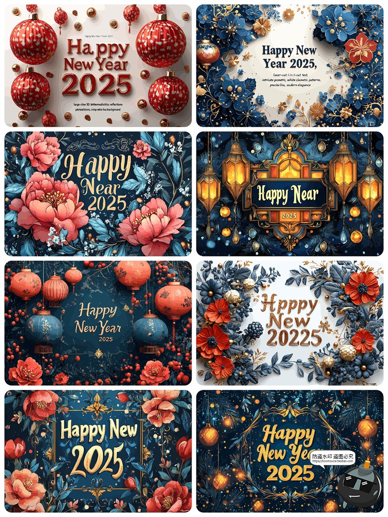 图片[3]-2025新年快乐新春花卉横幅鲜花富贵展板背景板海报AI矢量插图素材-设计猿