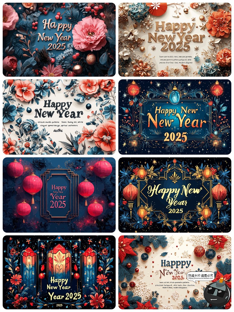 图片[4]-2025新年快乐新春花卉横幅鲜花富贵展板背景板海报AI矢量插图素材-设计猿