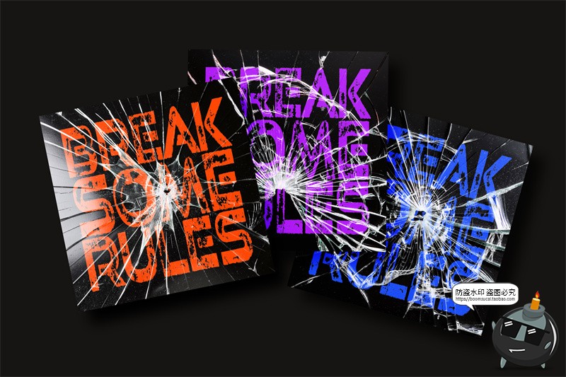 图片[3]-玻璃破碎破洞裂纹碎裂纹理叠加背景后期合成黑底叠层JPG图片素材-设计猿