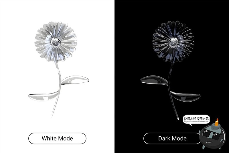 图片[5]-3D立体透明亚克力玻璃水晶花卉植物鲜花PNG免抠glb图片blend素材-设计猿