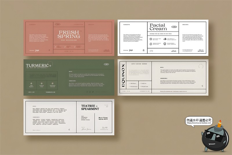 图片[4]-复古时尚化妆护肤品香水包装标签贴纸排版设计版式AI矢量模板素材-设计猿