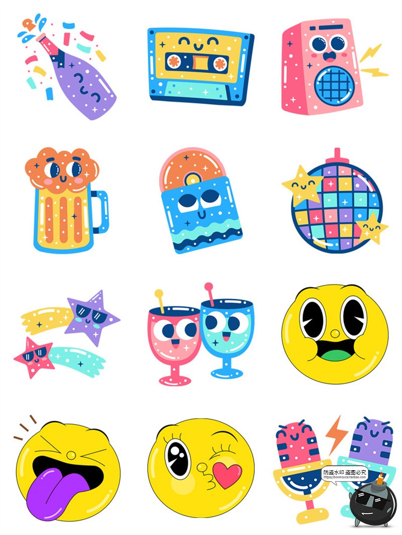 图片[2]-潮流Y2K可爱卡通复古音乐标签趣味流行元素插画AI矢量PNG免抠素材-设计猿