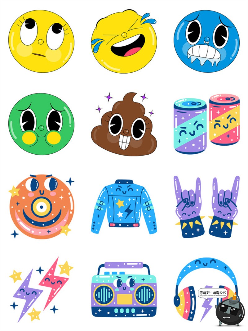 图片[4]-潮流Y2K可爱卡通复古音乐标签趣味流行元素插画AI矢量PNG免抠素材-设计猿