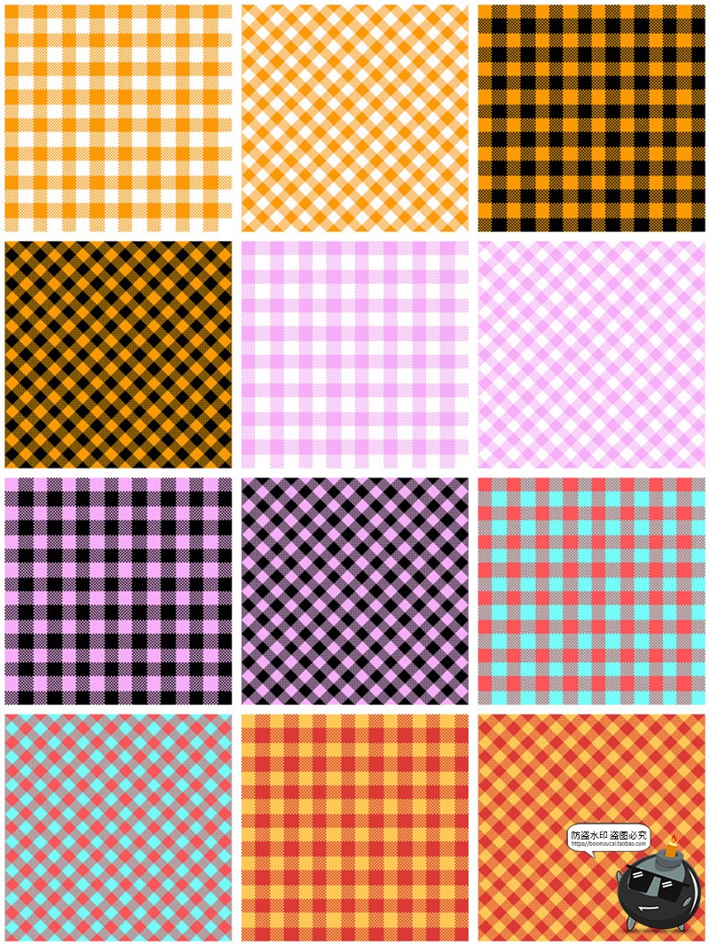 图片[5]-经典百搭格子纹交叉方格纹理服装纹无缝底纹平铺图案JPG图片素材-设计猿