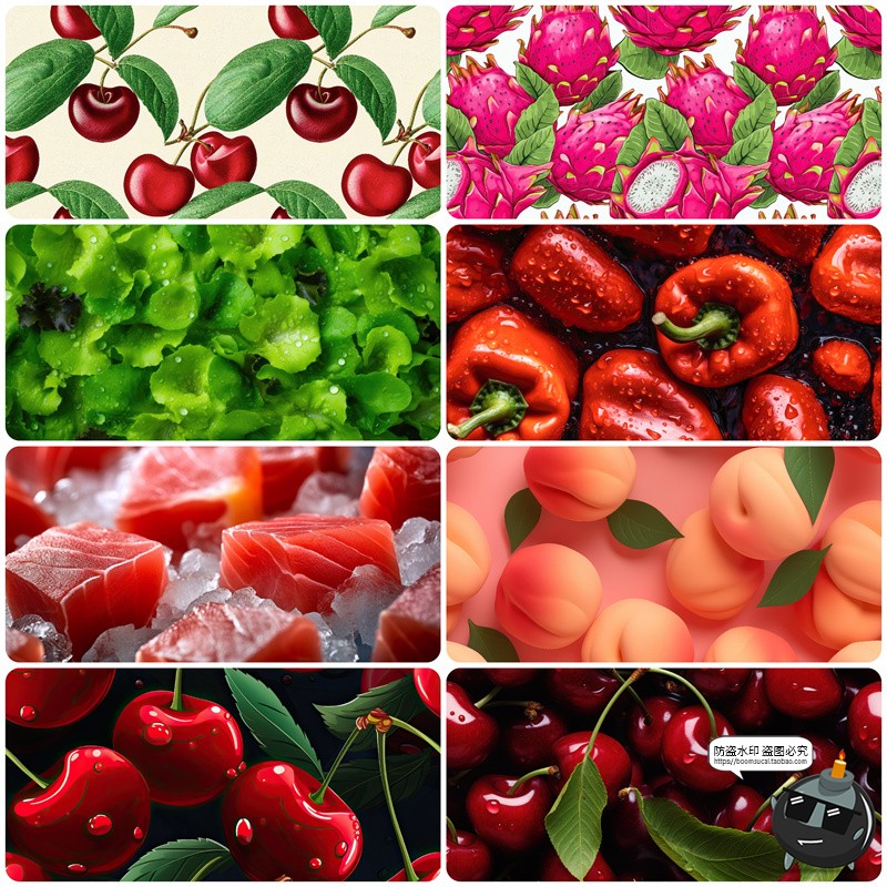 图片[1]-水果蔬菜食物食材甜品美食广告海报背景平铺重复图案JPG图片素材-设计猿