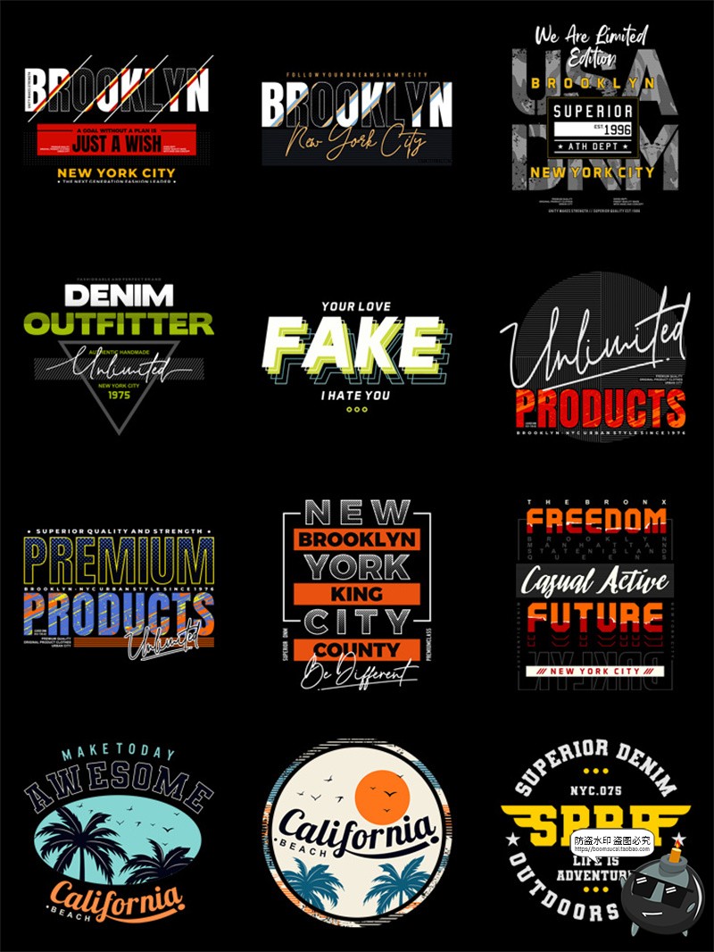 图片[2]-美式经典潮流字母单词服饰T恤印花烫印图案AI矢量PNG免抠素材图片-设计猿