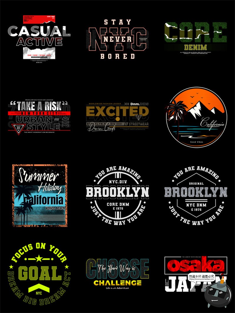 图片[3]-美式经典潮流字母单词服饰T恤印花烫印图案AI矢量PNG免抠素材图片-设计猿