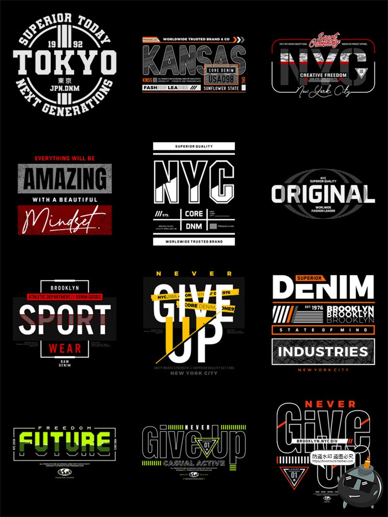 图片[4]-美式经典潮流字母单词服饰T恤印花烫印图案AI矢量PNG免抠素材图片-设计猿