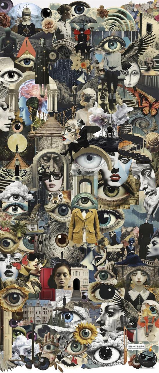 图片[1]-复古空灵纸张情绪拼贴报纸剪贴画雕塑花卉插图涂鸦PNG免抠素材图-设计猿