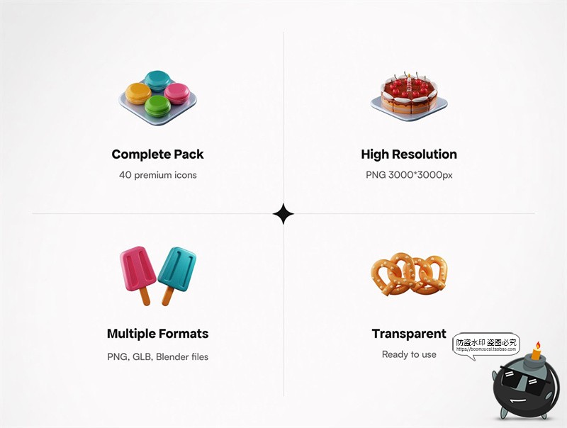 图片[4]-3D甜点雪糕甜品蛋糕甜甜圈马卡龙插图插画图标PNG免抠图片素材-设计猿