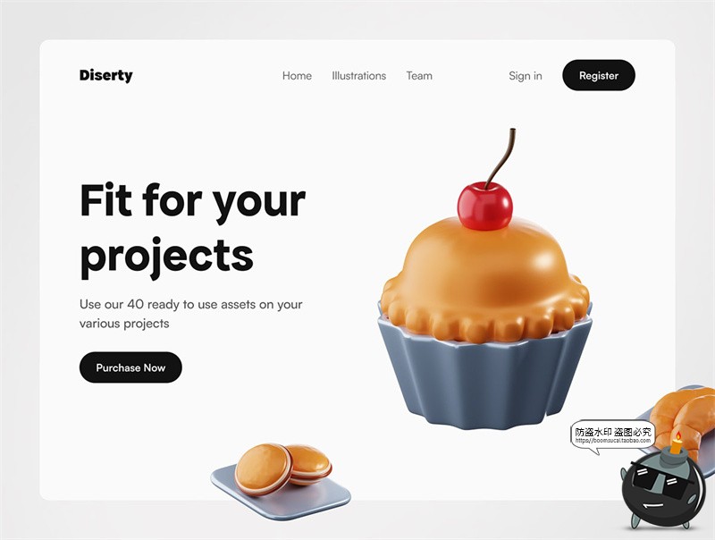 图片[5]-3D甜点雪糕甜品蛋糕甜甜圈马卡龙插图插画图标PNG免抠图片素材-设计猿