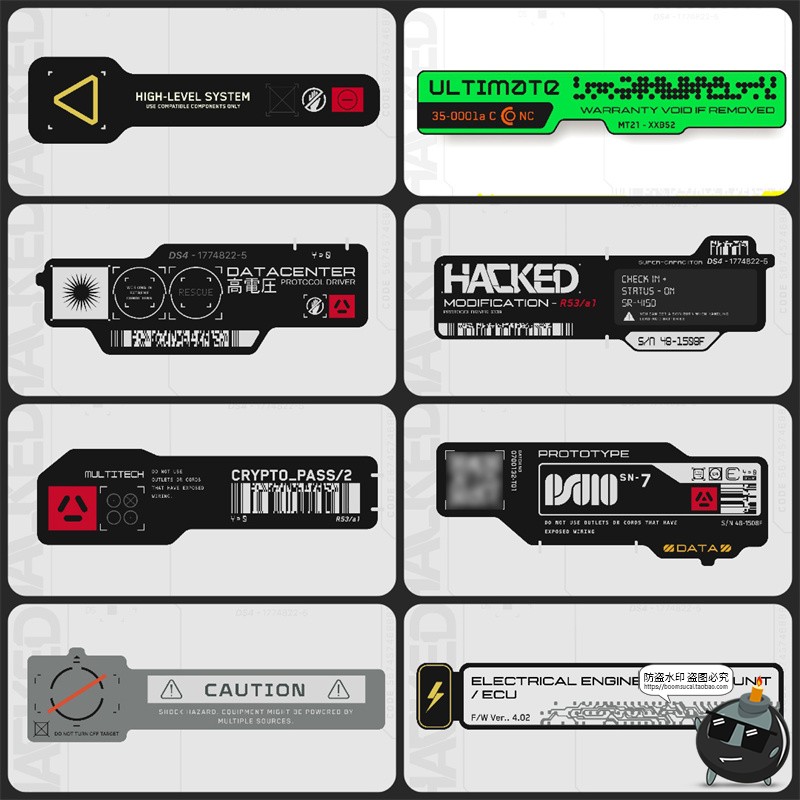 图片[4]-赛博朋克标签HUD科技感机能界面边框装饰图案模板AI矢量图素材-设计猿