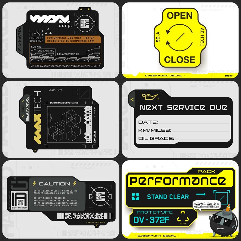 图片[6]-赛博朋克标签HUD科技感机能界面边框装饰图案模板AI矢量图素材-设计猿