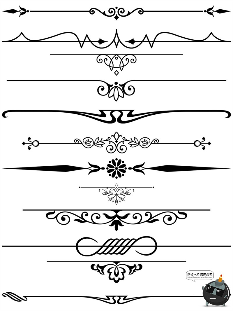 图片[1]-复古欧式巴洛克奢华花纹边框分割线图案标题装饰图AI矢量PNG素材-设计猿