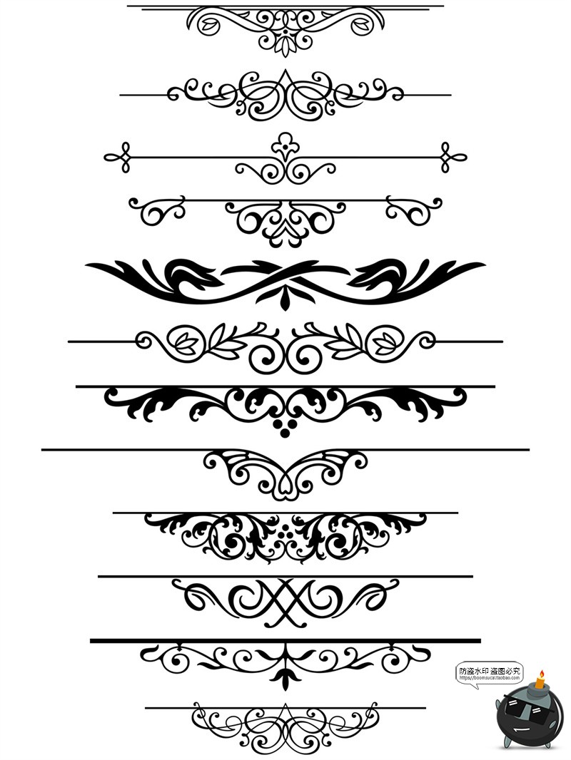 图片[2]-复古欧式巴洛克奢华花纹边框分割线图案标题装饰图AI矢量PNG素材-设计猿
