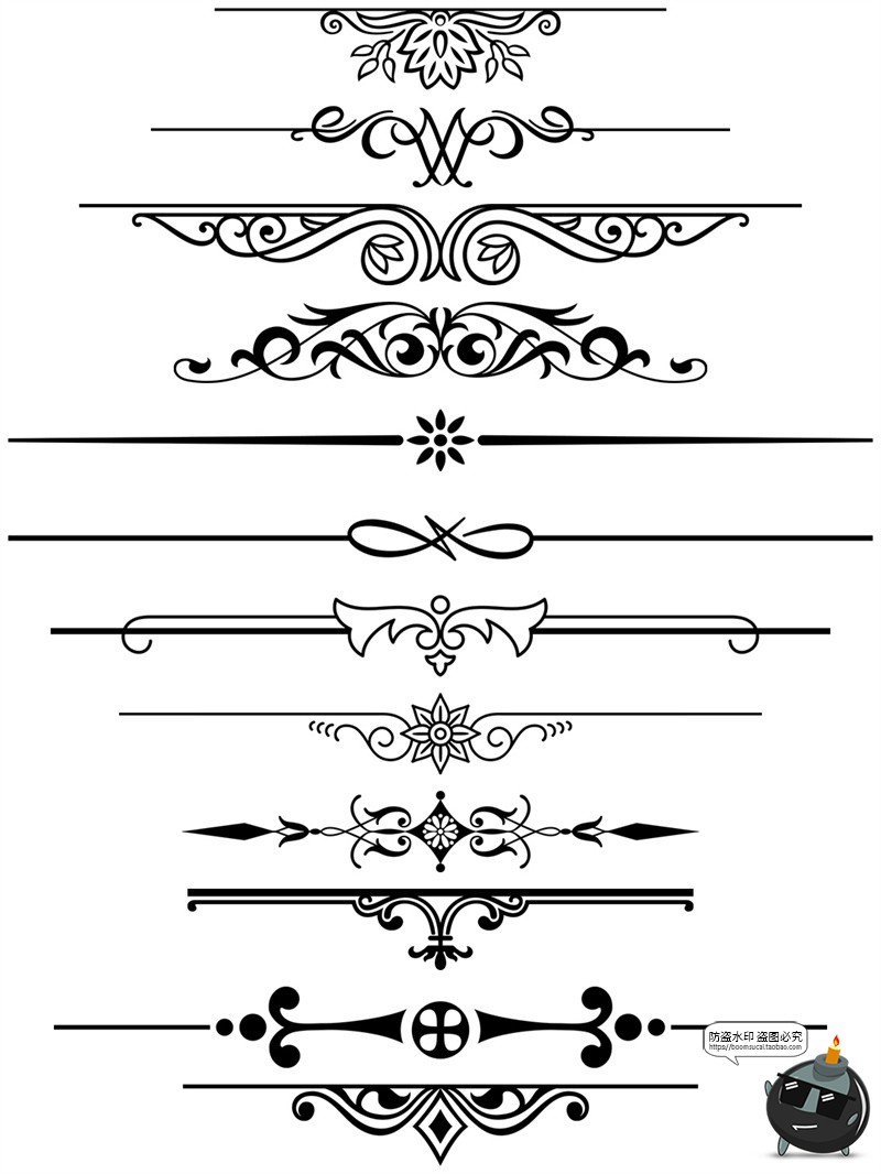 图片[3]-复古欧式巴洛克奢华花纹边框分割线图案标题装饰图AI矢量PNG素材-设计猿