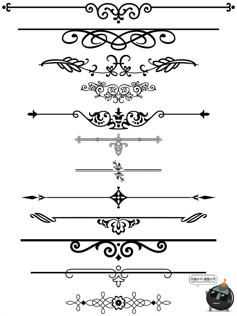 图片[4]-复古欧式巴洛克奢华花纹边框分割线图案标题装饰图AI矢量PNG素材-设计猿