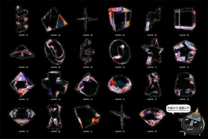 图片[2]-科幻3D虹彩渐变毛刺晶体水晶玻璃立体几何图形PNG免抠图片素材图-设计猿