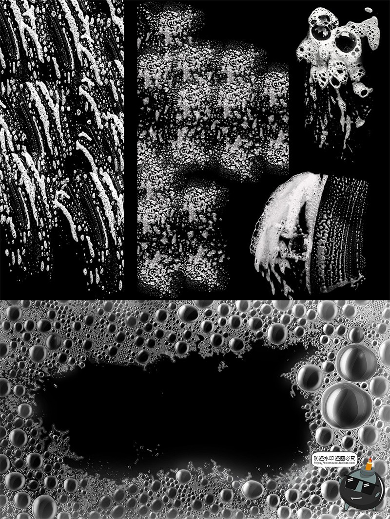 图片[2]-白色肥皂泡沫细节图发泡液体透明底美妆洗面奶护肤品PNG免抠素材-设计猿