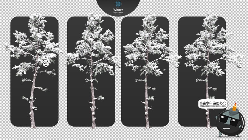 图片[6]-高清唯美冬季河流风景雾凇积雪地植物梦幻后期PSD场景图案PS素材-设计猿