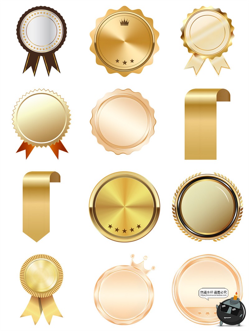 图片[3]-金色闪亮金属徽章奖章底纹挂牌电商海报主图详情装饰PNG免扣素材-设计猿