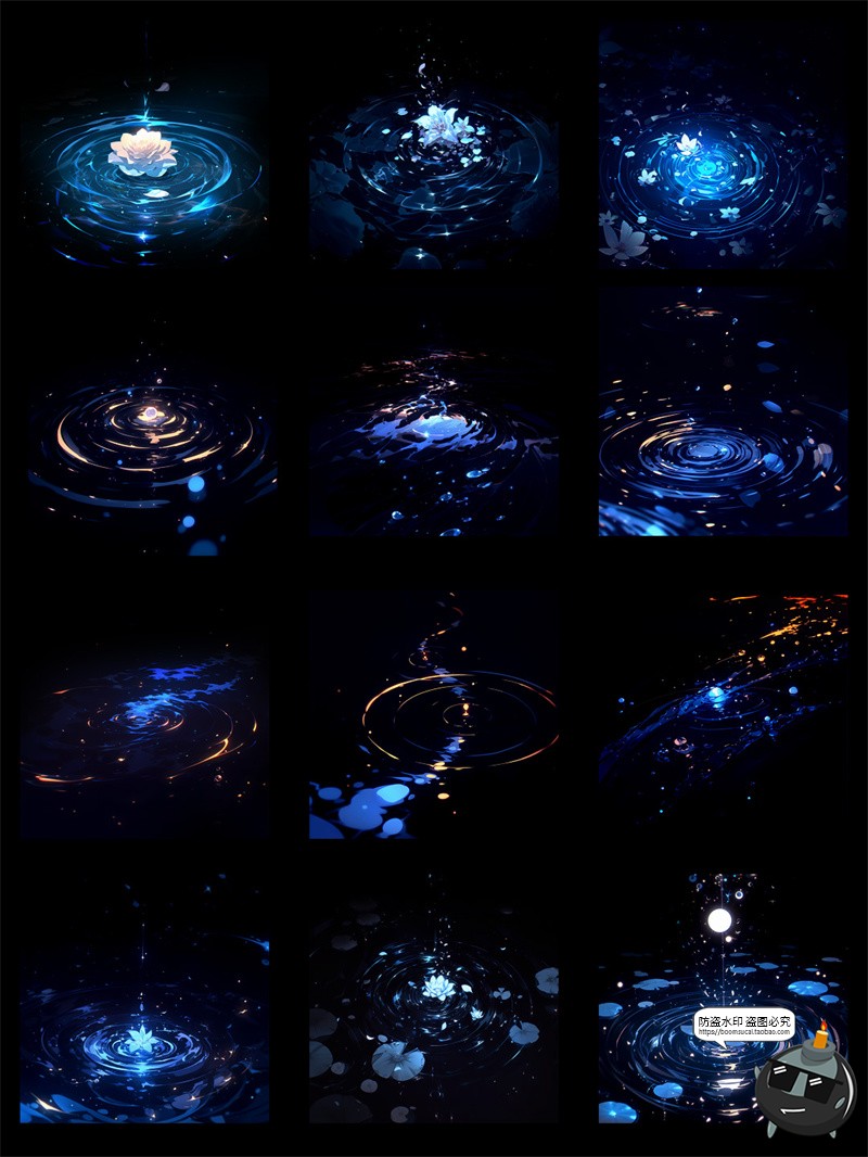图片[2]-梦幻唯美水面波纹涟漪高清光效花瓣水滴特效美工后期PNG免抠素材-设计猿