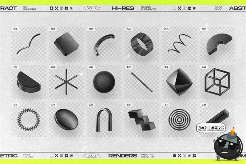 图片[3]-黑色抽象艺术未来科幻3D哑光金属几何主视觉图形PNG免抠图片素材-设计猿