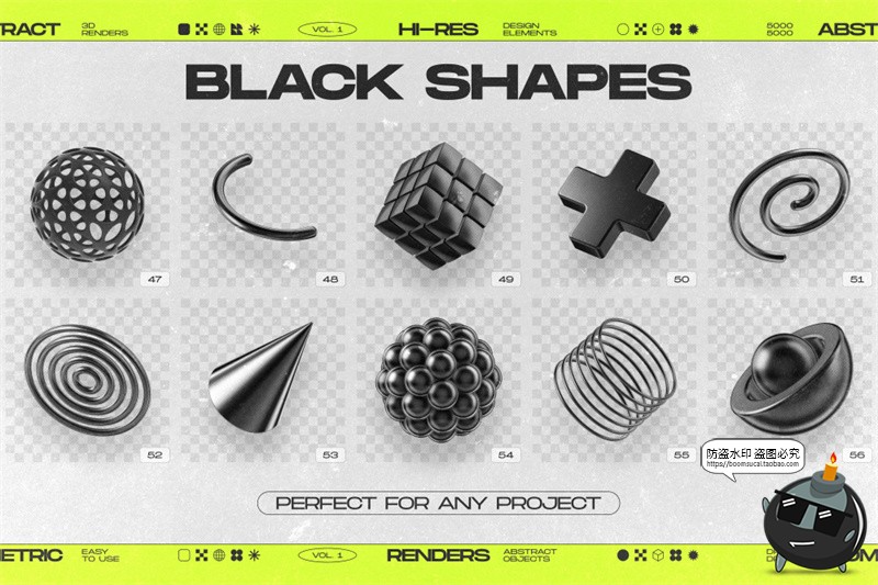 图片[4]-黑色抽象艺术未来科幻3D哑光金属几何主视觉图形PNG免抠图片素材-设计猿