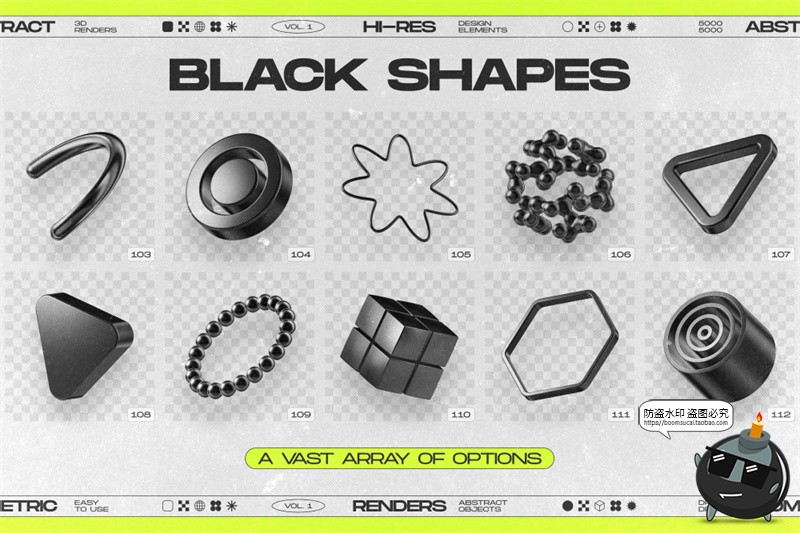 图片[8]-黑色抽象艺术未来科幻3D哑光金属几何主视觉图形PNG免抠图片素材-设计猿