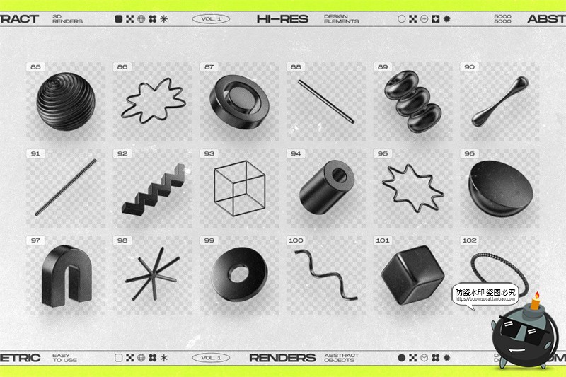 图片[9]-黑色抽象艺术未来科幻3D哑光金属几何主视觉图形PNG免抠图片素材-设计猿