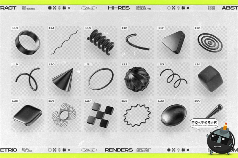 图片[10]-黑色抽象艺术未来科幻3D哑光金属几何主视觉图形PNG免抠图片素材-设计猿